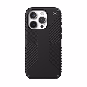 Speck Presidio2 Grip MagSafe ümbris seadmele iPhone 15 Pro, must kiltkivihallide detailidega
