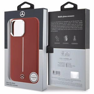 Mercedes Silicone valge Stripe MagSafe Ümbris jaoks iPhone 16 Pro Max - punane