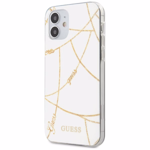 Guess GUHCP12SPCUCHWH iPhone 12 mini 5.4" белый/белый жёсткий чехол Gold Chain Collection