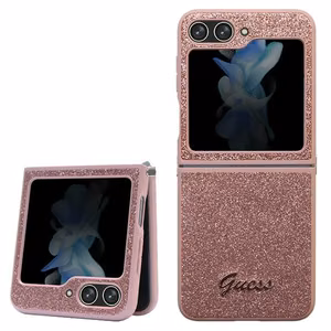 Guess Glitter Script ümbris jaoks Samsung Galaxy Z Flip 5 - roosa
