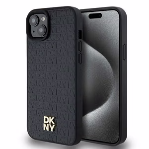 DKNY Leather Pattern Metal Logo MagSafe Ümbris jaoks iPhone 15/14/13 - Must