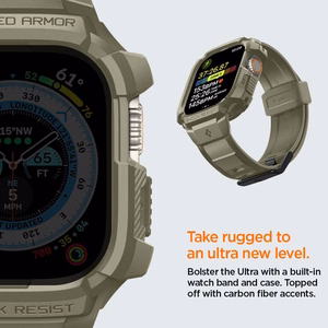 Spigen Rugged Armor Pro - rihm koos ümbrisega Apple Watch Ultra 49 mm (Vintage Khaki)