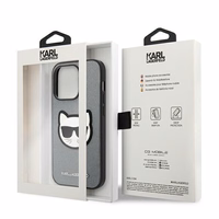 Karl Lagerfeld Saffiano Choupette Head Patch ümbris iPhone 14 Pro Max'ile - hõbedane