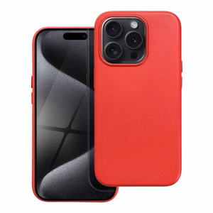 Чехол Leather Mag Cover (MagSafe) для iPhone 15 Pro красный