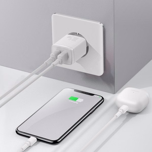 Baseus Compact Quick Charger, 2x USB, 10.5W (valge)