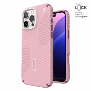 Чехол Speck Presidio2 Grip ClickLock & MagSafe для iPhone 16 Pro Max, Wednesday Pink / Boysenberry Purple / белый