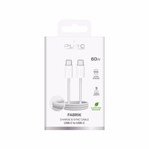 Puro Fabrik 4 240W braided USB-C - USB-C 1m kaabel - valge