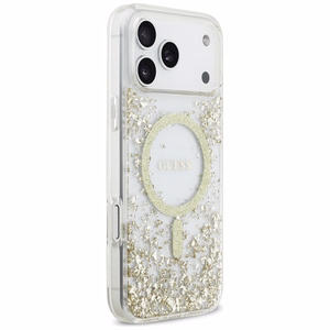 GUESS ümbris jaoks IPHONE 17 Pro Max compatible with MagSafe GUHMP17XRGRGED (Resin Bottom Glitter) kuldne