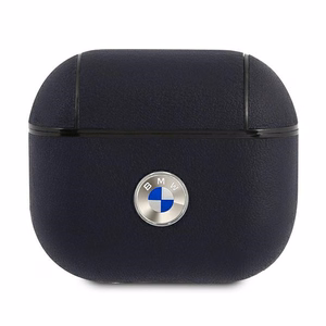 BMW Genuine Leather Silver Logo чехол для AirPods 3 - Тёмно-синий