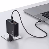 USAMS Võrgulaadija 2xUSB-C+1xUSB T52PD140W PD Fast Charging US-CC168 + kaabel U82 USB-C/USB-C US-SJ581 240W must/black UM Series UMXLOGTC01