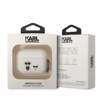Karl Lagerfeld KLACAPSILKCW AirPods Pro cover valge/valge Silicone Karl & Choupette