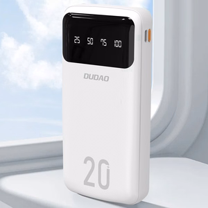 Dudao mahukas energiapank 3 sisseehitatud kaabliga 20000mAh USB Type C + micro USB + Lightning valge (Dudao K6Pro +)