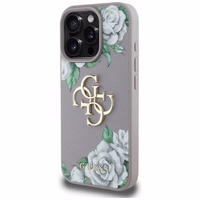 Guess Grained Roses Big 4G Logo iPhone 16 Pro Max Ümbris - Lilla
