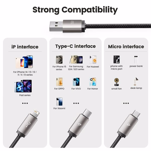 Tech-Protect UltraBoost 3in1 USB-A - Lightning / USB-C / micro USB 3.5A kaabel 1m - hall