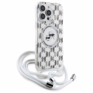 Karl Lagerfeld IML Crossbody Monogram Karl & Choupette Head MagSafe Ümbris jaoks iPhone 16 Pro Max - Clear