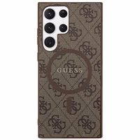 Guess 4G Collection Leather Metal Logo MagSafe Ümbris jaoks Samsung Galaxy S24 Ultra - Brown