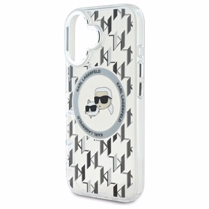 Karl Lagerfeld IML Monogram Karl & Choupette Head MagSafe iPhone 16 Ümbris - Clear