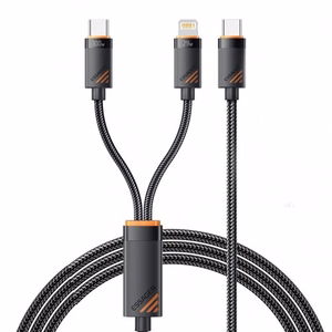 USB Kaabel Essager Triple 3in1 must Type-C / Type-C / Lightning 120cm