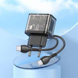Phone Laadija Hoco USB A + USB C QC3.0 PD 3A 20W + Kaabel USB C to USB C N34 transparnent