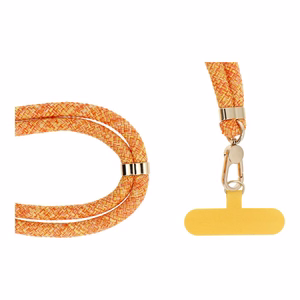 SWING (8mm) Phone lanyard, Phone pendant with adjustable length / cord length 165cm (max 82.5cm in the loop) / on the shoulder or neck - oranž-valge