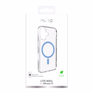 Puro Lite Mag TPU+PC Ümbris Compatible with MagSafe jaoks iPhone 17 - Läbipaistev with Sinine Ring