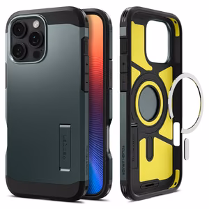 Spigen Tough Armor MagSafe Ümbris with Stand jaoks iPhone 16 Pro - Roheline