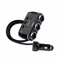 Auto Cigarette Lighter Pesa Splitter B39 tüüp C - 3 sockets + 2xUSB - 2,1A 100W koos ekraan and kaabel