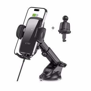 Tech-Protect CM15W-V1 автомобильный держатель телефона с 15W индуктивным зарядным устройством для панели/вентиляционной решётки - чёрный