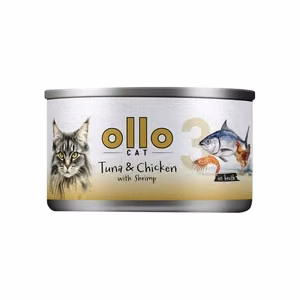 Ollo Cat No. 3 – wet cat food with tuna, chicken and shrimp in broth, 70 g