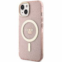 Guess GUHMP14MHCMCGP iPhone 14 Plus 6.7" roosa/roosa hardcase Glitter kuldne MagSafe
