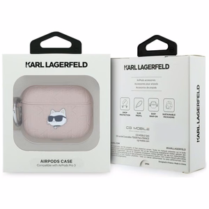Karl Lagerfeld Monogram Choupette Head Ümbris for AirPods Pro 3 - roosa