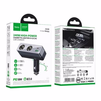 Car charger Hoco 1xUSB A + 1xUSB C+2x cigarette lighter ports PD QC3.0 max 240W/24V Z65B black
