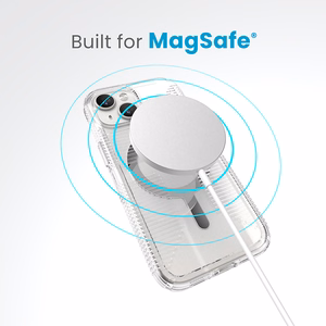 Speck GemShell Grip MagSafe ümbris seadmele iPhone 17e / 16e / 15 / 14 / 13, läbipaistev, kroomviimistlusega