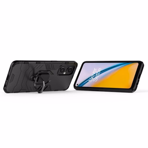 Ring Armor kõva hübriidkate + magnetiline hoidja OnePlus Nord N20 5G jaoks must