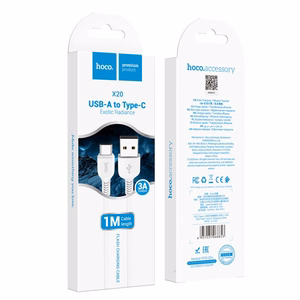 Kaabel USB A to USB C Hoco 2,4A 1 m X20 valge