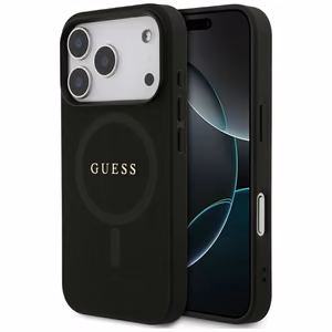 Guess Saffiano Classic Logo MagSafe Чехол для iPhone 17 Pro - чёрный