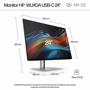 HP Series 7 Pro 24-tolline WUXGA USB-C monitor - 724pu