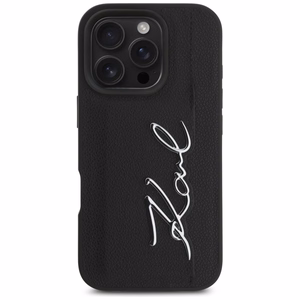 Karl Lagerfeld HC Grained PU Cardslot Metal Signature iPhone 16 Pro Ümbris - must