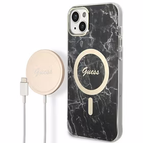 Set Guess GUBPP14SHMEACSK Ümbris+ Charger iPhone 14 6.1" must/must hard ümbris Marble MagSafe