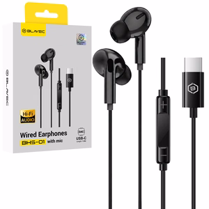 Blavec BHS-01 USB-C kõrvasisesed kõrvaklapid mikrofoni ja DAC-iga (BHS01-B), mustad