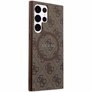 Guess 4G Collection Leather Metal Logo MagSafe Ümbris jaoks Samsung Galaxy S24 Ultra - Brown