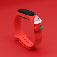 Rihm Xmas Xiaomi Mi Band 3 / 4 jõuludeks Silikoonist rihmaga käevõru koos sokiga - punane