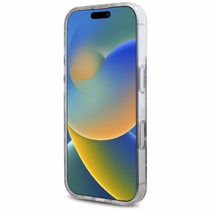 Guess Resin Flowers Glitter MagSafe ümbris jaoks iPhone 16 - lilla