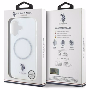 US Polo IML Ring MagSafe iPhone 16 Ümbris - valge