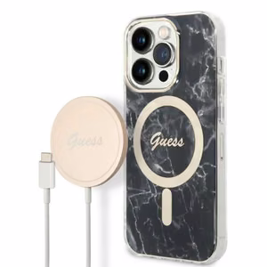 Set Guess GUBPP14LHMEACSK Ümbris+ Charger iPhone 14 Pro 6.1" must/must hard ümbris Marble MagSafe