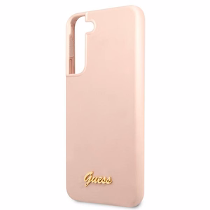 Guess GUHCS22MLSLMGPP S22+ S906 розовый/розовый жёсткий чехол Silicone Script Metal Logo