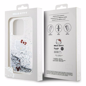 Hello Kitty Liquid Glitter Charms Kitty Head ümbris jaoks iPhone 14 Pro Max - hõbedane
