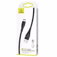 USAMS Kaabel punutud U41 USB-C 1m 2A must SJ392USB01 (US-SJ392) kiirlaadimine