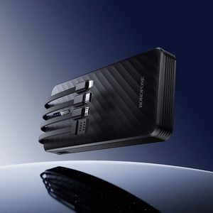 Borofone Power Bank 10000mAh BJ84 Smooth - USB - with USB, Type C, Lightning and Micro USB cables black