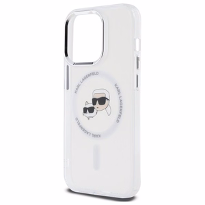 Karl Lagerfeld IML Metal Karl & Choupette Head MagSafe Ümbris jaoks iPhone 14 Pro Max - valge